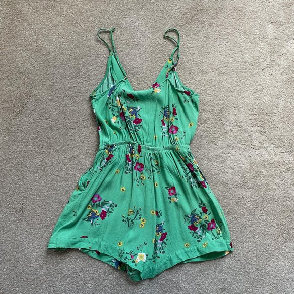 Express Green Floral Romper - Picture 4 of 7